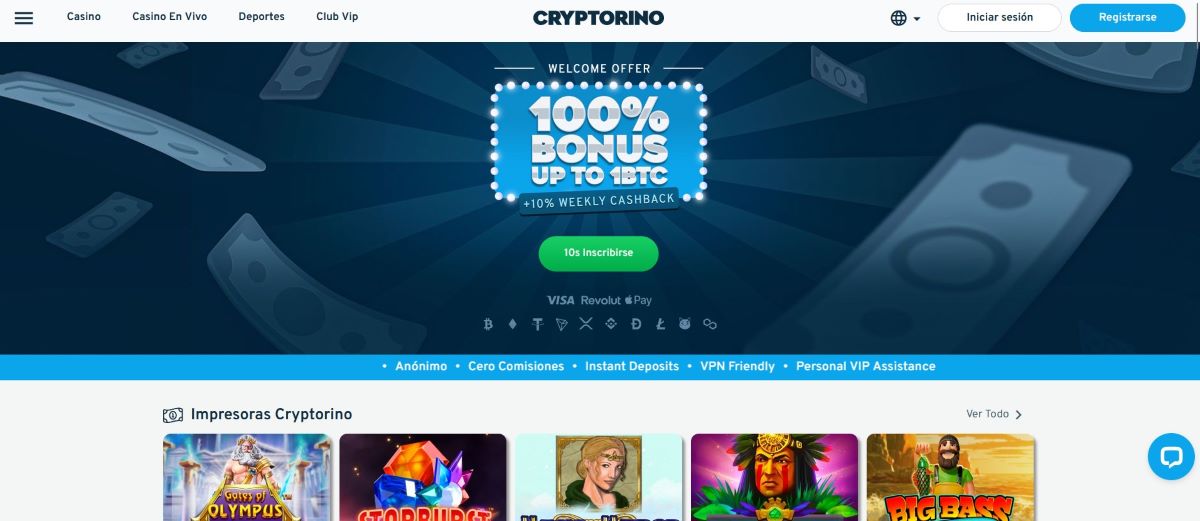 Cryptorino es un casino que acepta dogecoin