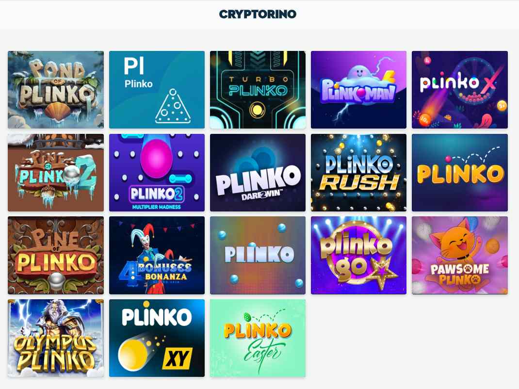 Cryptorino - Casino con 16 títulos de Plinko