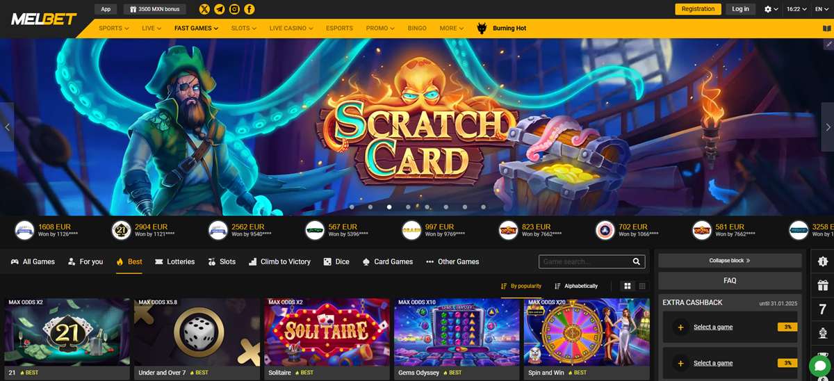 melbet es uno de los nuevos casinos disponibles en México