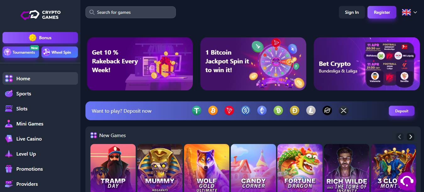 Crypto games deposito de 1 euro